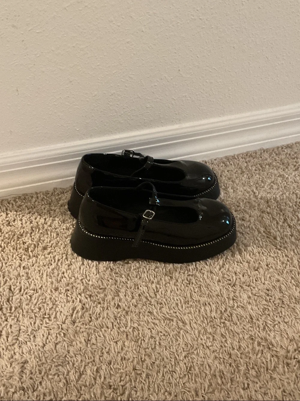 Patent Black Mary Jane Platform Shoes for Kids